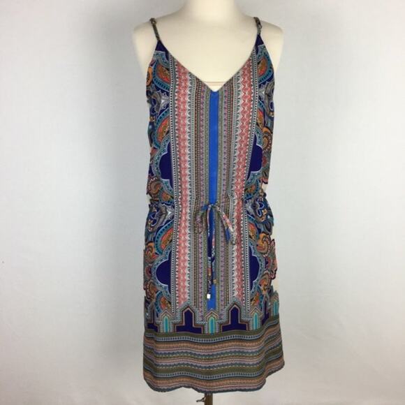 Lucy & Laurel Multicolor Bandana Print Mini Dress size 2 - Picture 1 of 7